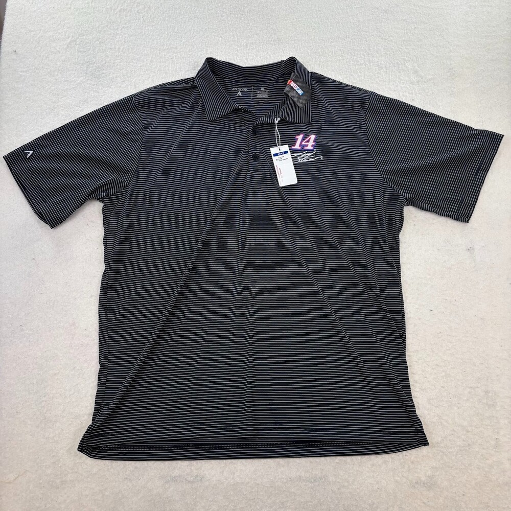 NWT Antigua Tony Stewart #14 NASCAR Striped Polo Golf Shirt Size XL